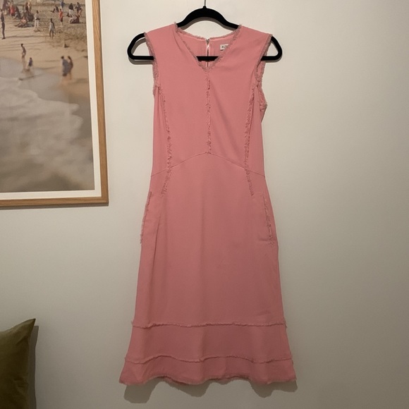 ALTUZARRA “Doe” frayed-edge a-line midi dress in pink - Picture 2 of 6